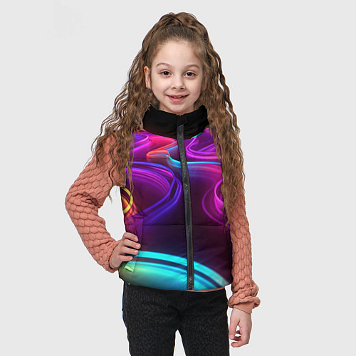 Детский жилет Неоновые волны / 3D-Красный – фото 3