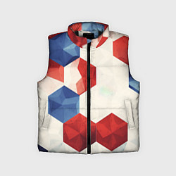 Детский жилет Белые синие красные плиты, цвет: 3D-черный