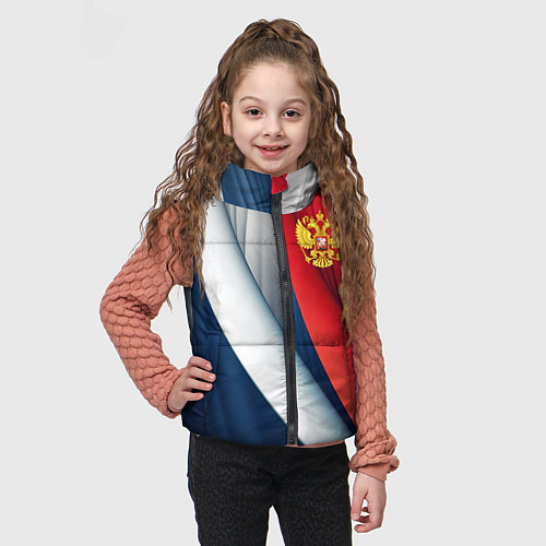 Детский жилет Герб России абстракция / 3D-Светло-серый – фото 3