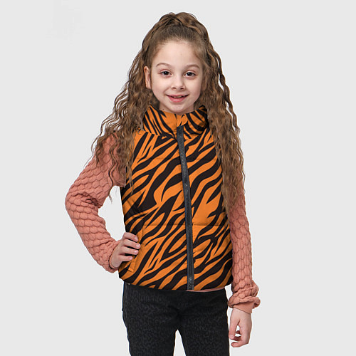 Детский жилет Полоски тигра - tiger / 3D-Черный – фото 3