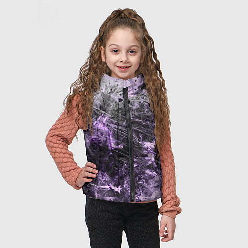 Детский жилет Текстура - Lilac smoke / 3D-Черный – фото 3