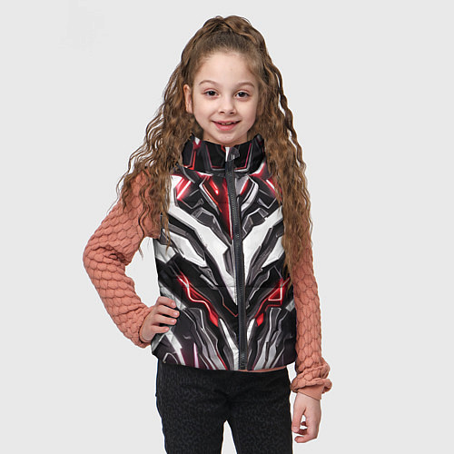 Детский жилет Неоновая кибер броня красная / 3D-Черный – фото 3