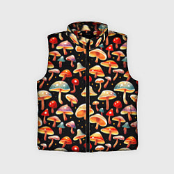 Детский жилет Разноцветный грибной паттерн, цвет: 3D-красный