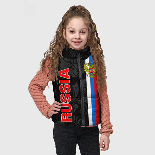 Детский жилет Russia black style / 3D-Светло-серый – фото 3