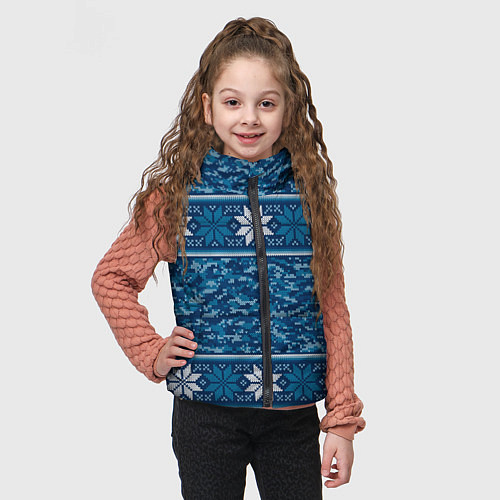 Детский жилет Камуфляжный свитер - алатырь / 3D-Черный – фото 3