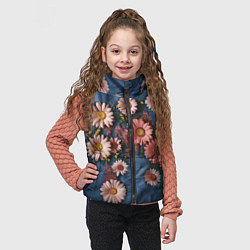 Детский жилет Хризантемы на джинсе, цвет: 3D-светло-серый — фото 2