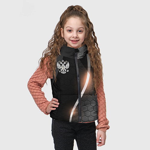 Детский жилет Герб России на темном фоне / 3D-Красный – фото 3