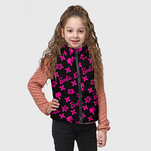 Детский жилет Барби паттерн черно-розовый / 3D-Черный – фото 3