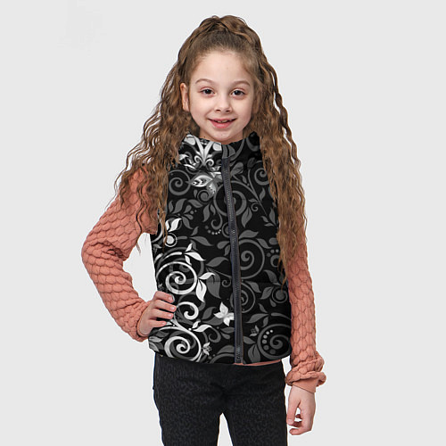 Детский жилет Орнамент с бабочками / 3D-Светло-серый – фото 3