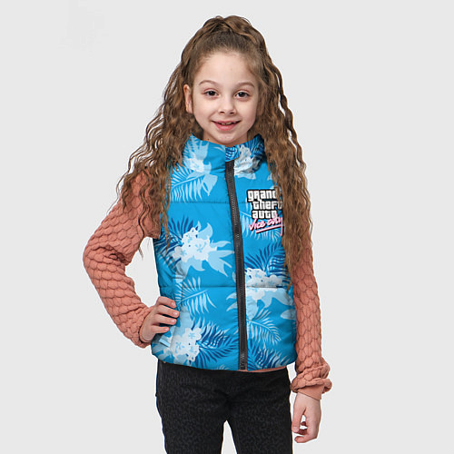 Детский жилет Цветочный паттерн - GTA vice city / 3D-Светло-серый – фото 3