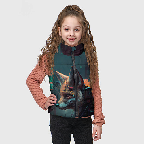 Детский жилет Кибернетический лис / 3D-Черный – фото 3