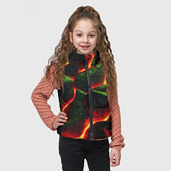 Детский жилет Зеленые плиты и лава, цвет: 3D-черный — фото 2