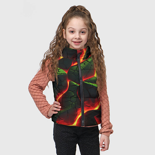 Детский жилет Зеленые плиты и лава / 3D-Черный – фото 3