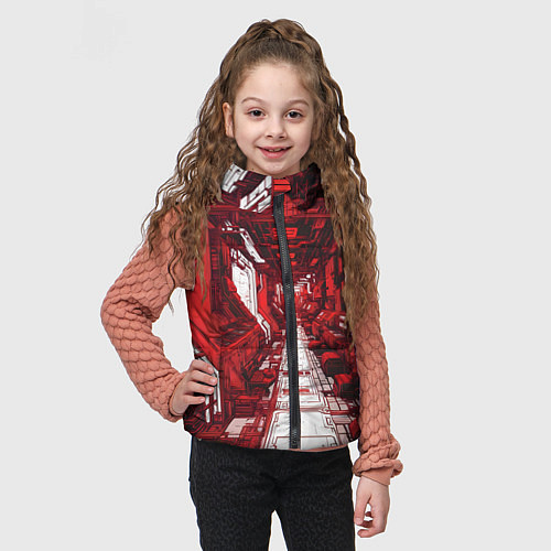 Детский жилет Красная комната киберпанк / 3D-Черный – фото 3