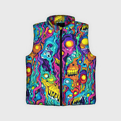 Детский жилет Кислотные психоделические черепа, цвет: 3D-красный