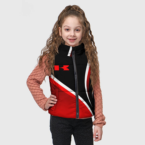 Детский жилет Кавасаки - красные волны / 3D-Красный – фото 3