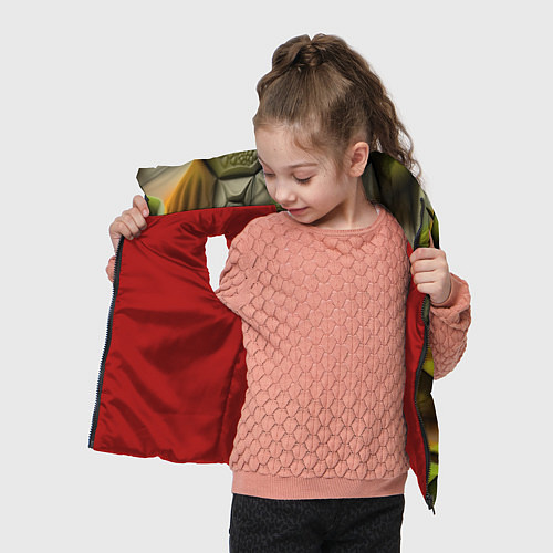 Детский жилет Зеленая объемная космическая текстура / 3D-Красный – фото 4
