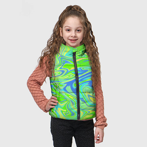 Детский жилет Неоновая абстракция волны / 3D-Черный – фото 3