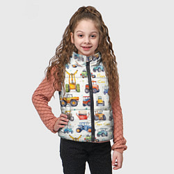 Детский жилет Акварельные тракторы - детский паттерн, цвет: 3D-черный — фото 2