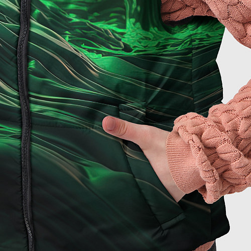 Детский жилет Зеленые абстрактные волны / 3D-Светло-серый – фото 5