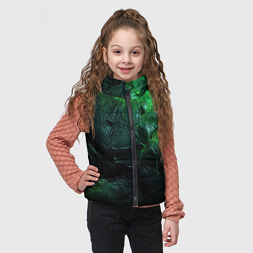 Детский жилет Зеленая объемная текстура / 3D-Черный – фото 3