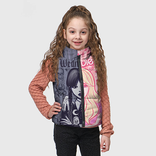 Детский жилет Барби и Уэнсдей - мои две личности: в стиле тату / 3D-Черный – фото 3