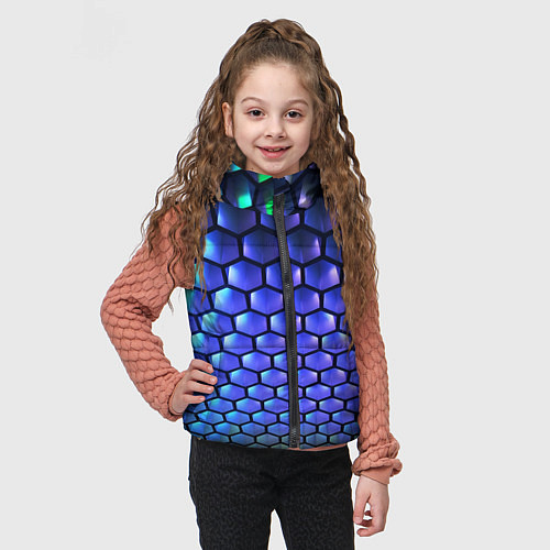 Детский жилет Цветные соты - объемная абстракция / 3D-Черный – фото 3