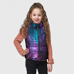 Детский жилет Неоновый город киберпанк, цвет: 3D-черный — фото 2