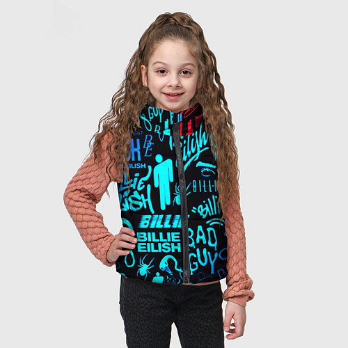 Детский жилет Billie Eilish neon pattern / 3D-Черный – фото 3