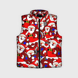Детский жилет Новогодний паттерн с дедами морозами, цвет: 3D-черный