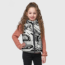 Детский жилет Киберпанк белые полосы на чёрном фоне, цвет: 3D-черный — фото 2