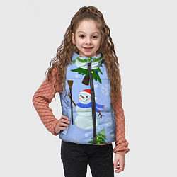 Детский жилет Снеговики с новогодними елками паттерн, цвет: 3D-черный — фото 2