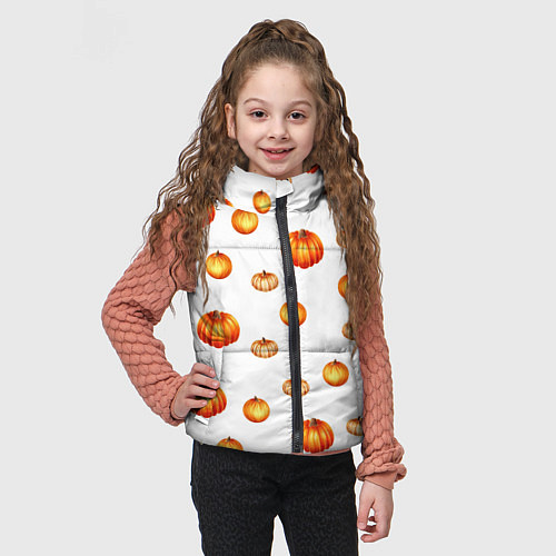 Детский жилет Оранжевые тыквы - паттерн / 3D-Светло-серый – фото 3