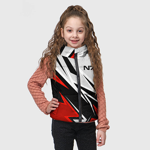 Детский жилет N7 mass effect - white and red / 3D-Светло-серый – фото 3