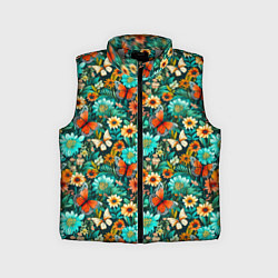 Детский жилет Бабочки в цветах паттерн, цвет: 3D-светло-серый