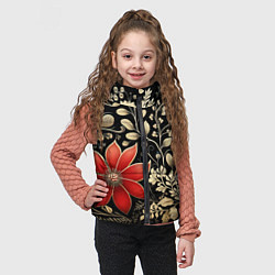 Детский жилет Новогодние цветы и листья, цвет: 3D-красный — фото 2