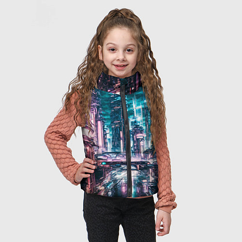 Детский жилет Город будущего узор / 3D-Светло-серый – фото 3