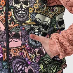 Детский жилет Бородатый череп с короной паттерн, цвет: 3D-красный — фото 2