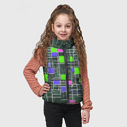 Детский жилет Белые полосы и разноцветные квадраты, цвет: 3D-черный — фото 2