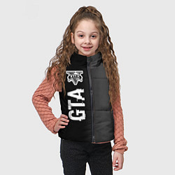 Детский жилет GTA glitch на темном фоне по-вертикали, цвет: 3D-черный — фото 2