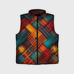 Детский жилет Разноцветная клетка в шотландском стиле, цвет: 3D-черный