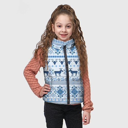 Детский жилет Blue sweater with reindeer / 3D-Черный – фото 3