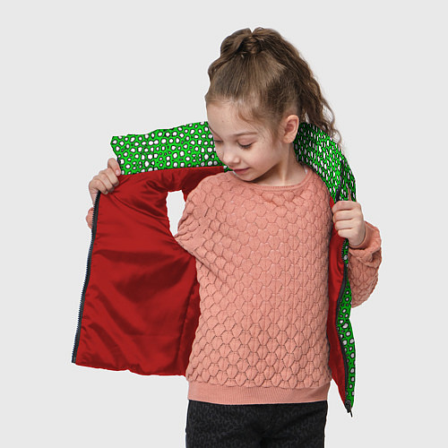 Детский жилет Белые пузырьки на зелёном фоне / 3D-Красный – фото 4