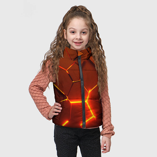 Детский жилет Плиты абстрактные огненные / 3D-Светло-серый – фото 3