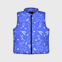 Детский жилет Синий рождественский принт с оленями, цвет: 3D-светло-серый