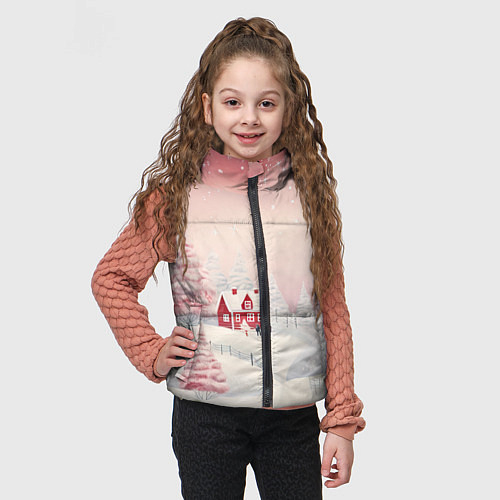 Детский жилет Снежное сияние ночи / 3D-Красный – фото 3