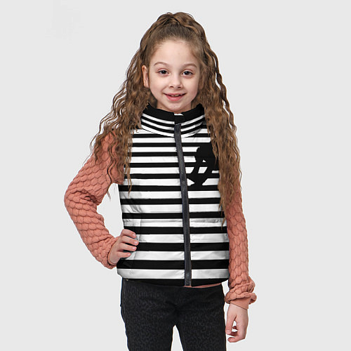 Детский жилет Силуэт на чёрно белом полосы / 3D-Черный – фото 3