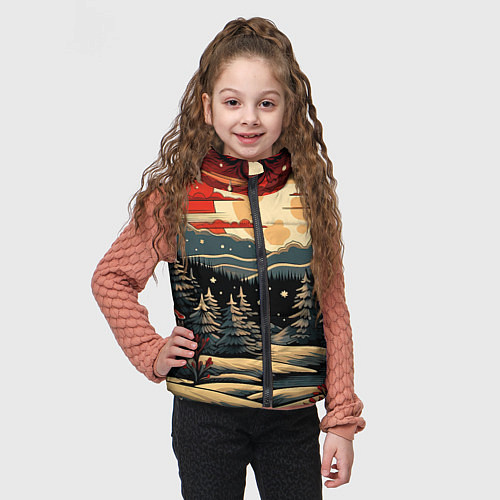 Детский жилет Зимнее настроение новогодний рисунок / 3D-Черный – фото 3