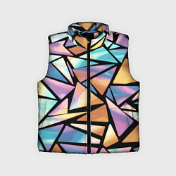 Детский жилет Радужные треугольники - кристаллы голографические, цвет: 3D-черный