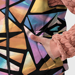 Детский жилет Радужные треугольники - кристаллы голографические, цвет: 3D-черный — фото 2